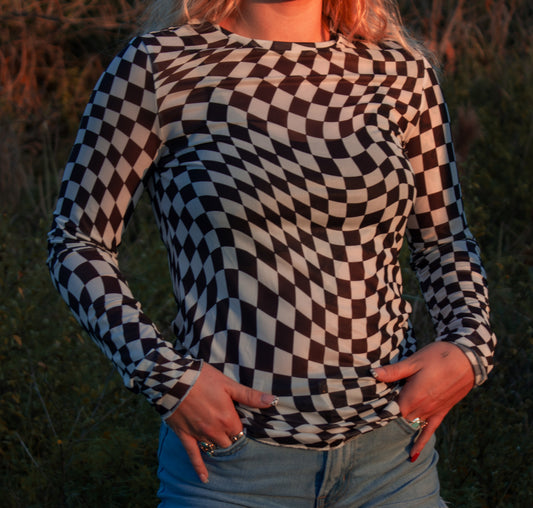 Checkered mess top